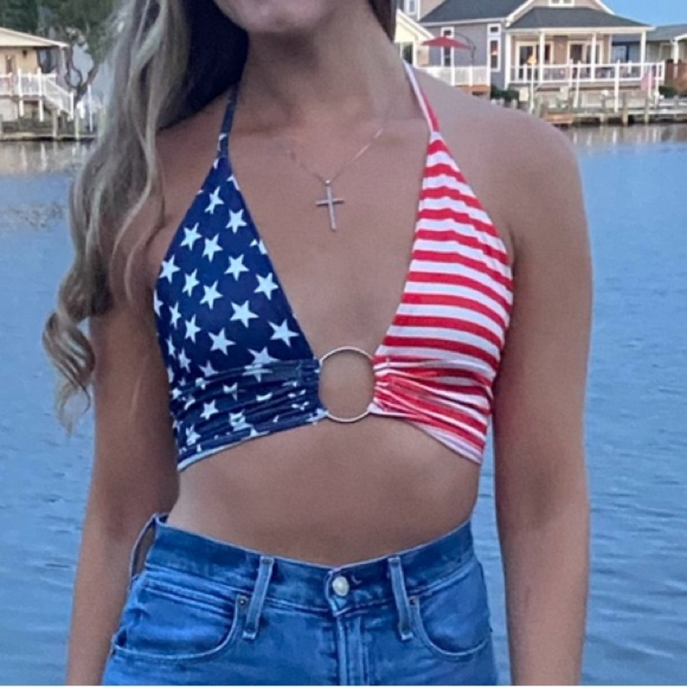 Patriotic Stars and Stripes Crop Top